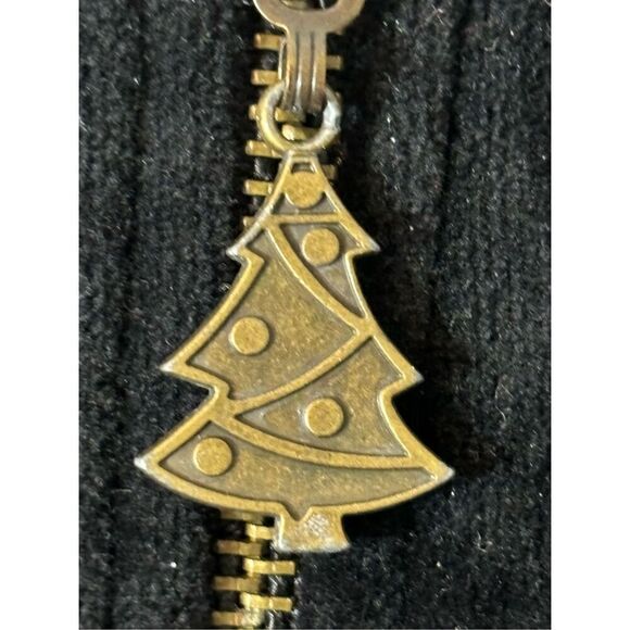 Quacker Factory little Christmas tree appliqué black velour zip jacket 3X - Picture 4 of 13